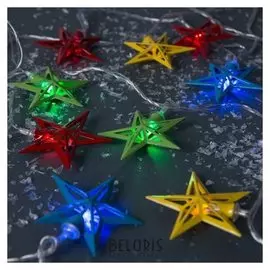 Гирлянда "Нить"4 м с насадками"кремлевская звезда", Ip20, прозрачная нить, 20 Led, свечение мульти, 8 режимов, 220 В