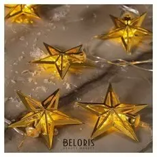 Гирлянда "Нить"4 м с насадками"кремлевская звезда", Ip20, прозрачная нить, 20 Led, свечение тёплое белое, 8 режимов, 220 В