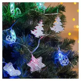 Гирлянда "Нить"4 м с насадками"новогодняя сказка", Ip20, прозрачная нить, 20 Led, свечение мульти, 8 режимов, 220 В