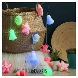 Гирлянда "Нить"4 м с насадками"новый год", Ip20, прозрачная нить, 20 Led, свечение мульти, 8 режимов, 220 В