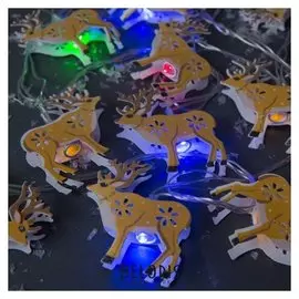 Гирлянда "Нить"4 м с насадками"олени", Ip20, прозрачная нить, 20 Led, свечение мульти, 8 режимов, 220 В