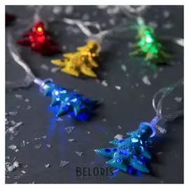 Гирлянда "Нить"4 м с насадками"ёлочки", Ip20, прозрачная нить, 20 Led, свечение мульти, 8 режимов, 220 В