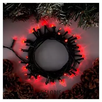 Гирлянда "Нить" 5 м, Ip20, тёмная нить, 50 Led, свечение красное, 8 режимов, 220 В