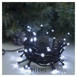 Гирлянда "Нить" 5 м, Ip20, тёмная нить, 50 Led, свечение белое, 8 режимов, 220 В