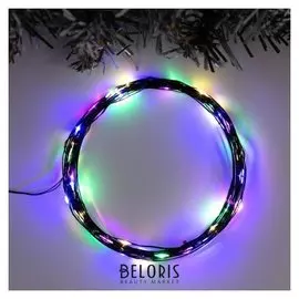 Гирлянда "Нить" 5 м роса, Ip20, чёрная нить, 50 Led, свечение мульти, фиксинг, USB