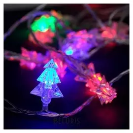 Гирлянда "Нить"5 м с насадками"ёлки маленькие", Ip20, прозрачная нить, 20 Led, свечение мульти, мигание, 220 В