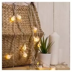 Гирлянда "Нить"5 м с насадками"шарики белые", Ip20, прозрачная нить, 30 Led, свечение тёплое белое, 8 режимов, 220 В