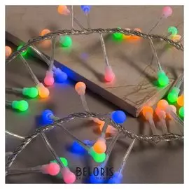 Гирлянда "Нить" уличная, умс, мишура шарики 3 м, Led-288-220v фиксинг, нить прозрачная, свечение мульти