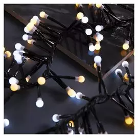 Гирлянда "Нить" уличная, умс, мишура шарики 4 м Led-400-31v 8 режимов, нить тёмная, свечение тёплое белое/белое