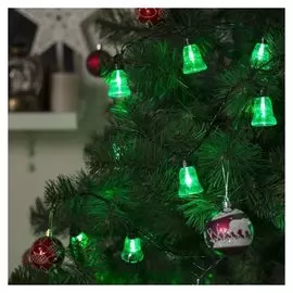 Гирлянда "Нить"улично-комнатная с насадками"колокол", 5м, Led(Ip44)-40-220v, 8 режимов, нить тёмная, свечение зелёное