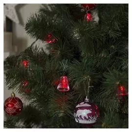 Гирлянда "Нить"улично-комнатная с насадками"колокол", 5м, Led(Ip44)-40-220v, 8 режимов, нить тёмная, свечение красное