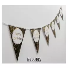 Гирлянда «С днём рождения», 12 флажков, цвет чёрный