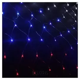 Гирлянда "Сеть"1.6 х 1.6 м, Ip20, прозрачная нить, 144 Led, свечение"флаг россии", фиксинг, 220 В
