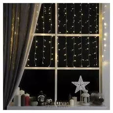 Гирлянда "Занавес" 1.5 х 1 м, Ip20, прозрачная нить, 180 Led, свечение тёплое белое, 8 режимов, 220 В