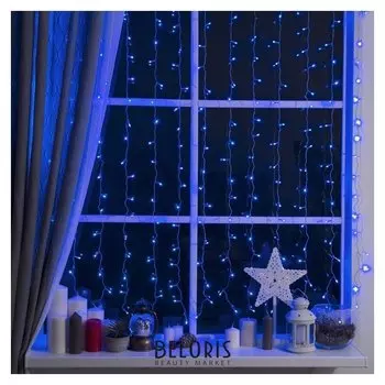Гирлянда "Занавес" 2 х 1.5 м, Ip20, прозрачная нить, 360 Led, свечение синее, 8 режимов, 220 В