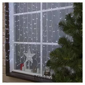 Гирлянда "Занавес" 2 х 1.5 м, Ip44, умс, белая нить, 360 Led, свечение белое, 220 В