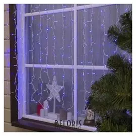 Гирлянда "Занавес" 2 х 1.5 м, Ip44, умс, белая нить, 360 Led, свечение синее, 220 В