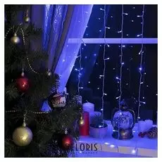 Гирлянда "Занавес" 2 х 3 м, Ip20, прозрачная нить, 720 Led, свечение синее, 8 режимов, 220 В