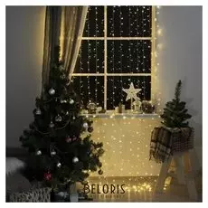 Гирлянда "Занавес" 2 х 3 м, Ip20, прозрачная нить, 720 Led, свечение тёплое белое, 8 режимов, 220 В