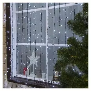 Гирлянда "Занавес" 2 х 3 м, Ip44, умс, тёмная нить, 760 Led, свечение белое, 220 В