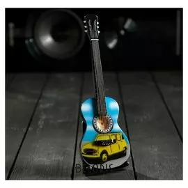 Гитара сувенирная "Акустическая" с машиной, на подставке 24х8х2 см