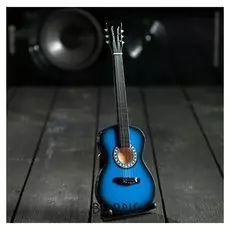 Гитара сувенирная "Акустическая" синяя, на подставке 24х8х2 см