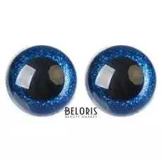 Глаза винтовые с заглушками, «Блёстки» набор 10 шт, размер 1 шт: 3 см, цвет синий