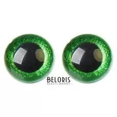 Глаза винтовые с заглушками, «Блёстки» набор 10 шт, размер 1 шт: 3 см, цвет зелёный