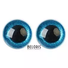 Глаза винтовые с заглушками, «Блёстки» набор 10 шт, размер 1 шт: 3 см, цвет голубой