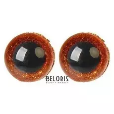 Глаза винтовые с заглушками, «Блёстки» набор 30 шт, размер 1 шт: 1,6 см, цвет коричневый