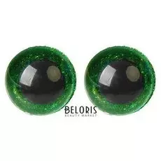 Глаза винтовые с заглушками, «Блёстки» набор 30 шт, размер 1 шт: 1,6 см, цвет зелёный