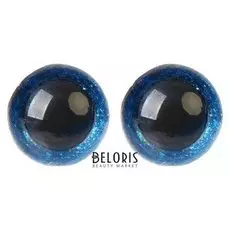 Глаза винтовые с заглушками, «Блёстки» набор 34 шт, размер 1 шт: 1,4 см, цвет синий