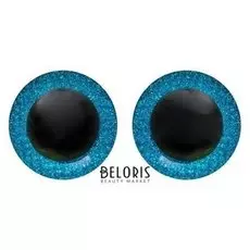 Глаза винтовые с заглушками, «Блёстки» набор 4 шт, размер 1 шт: 3 см, цвет голубой