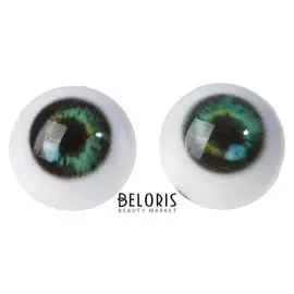 Глаза винтовые с заглушками, набор 6 шт, размер 1 шт: 1,8 см, цвет зелёный