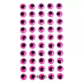 Глазки на клеевой основе, набор 60 шт, размер 1 шт: 1,2 см, цвет фуксия