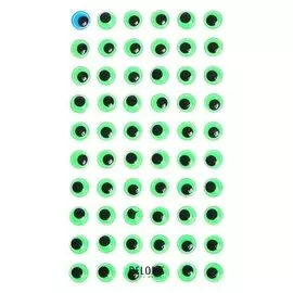 Глазки на клеевой основе, набор 60 шт, размер 1 шт: 1см, цвет зелёный