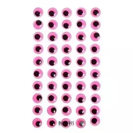 Глазки на клеевой основе, набор 60 шт, размер 1 шт: 1,2 см, цвет розовый