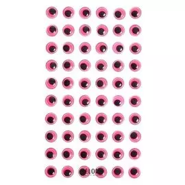 Глазки на клеевой основе, набор 60 шт, размер 1 шт: 1см, цвет розовый