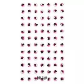 Глазки с ресничками на клеевой основе, набор 84 шт, размер 1 шт: 0,8 см, цвет розовый