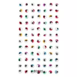 Глазки с ресничками на клеевой основе, набор 84 шт, размер 1 шт: 0,8 см