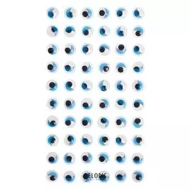 Глазки с ресничками на клеевой основе, набор 60 шт, размер 1 шт: 1 см, цвет голубой