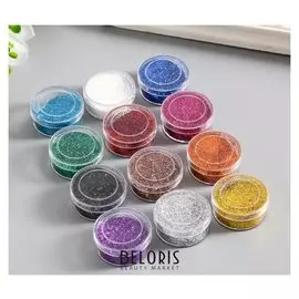 Глиттер для творчества "Блёстки тёмные цвета" набор 12 шт 12,2х9,5х1,5 см