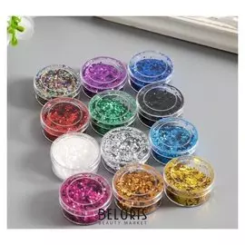 Глиттер для творчества "Точки тёмные цвета" набор 12 шт 12,2х9,5х1,5 см