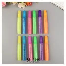 Глиттер клеевой (Набор 12 шт) "Пастель с блёстками" в тюбике, 10 г