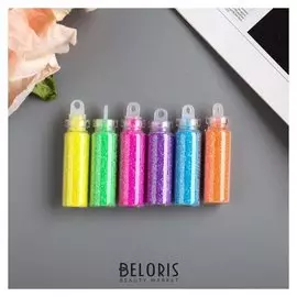 Глиттер набор 6 бутылочек "Пастель", вес глиттера в 1 бут - 1,2 гр