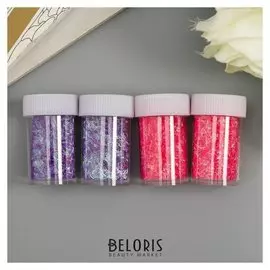 Глиттер в баночке с дозатором "Стружка розовый и фиолет" набор 4 шт 1б=8гр 2,8х10,7х5,2 см