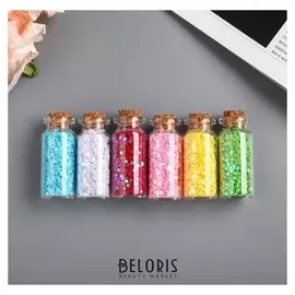 Глиттер в баночке с пробкой "Яркие звёздочки" (набор 6 шт) 6 гр=1 бут. 13х5 см