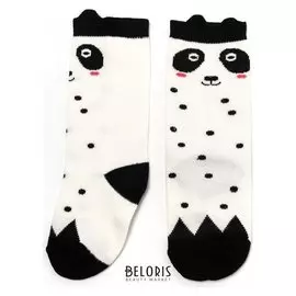 Гольфы детские «Пандочка» цвет белый в горошек, размер 10-12