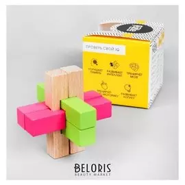 Головоломка деревянная сборная разноцветная 7,5х7,5х7,5 см