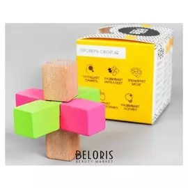 Головоломка деревянная сборная разноцветная 7,5х7,5х7,5 см